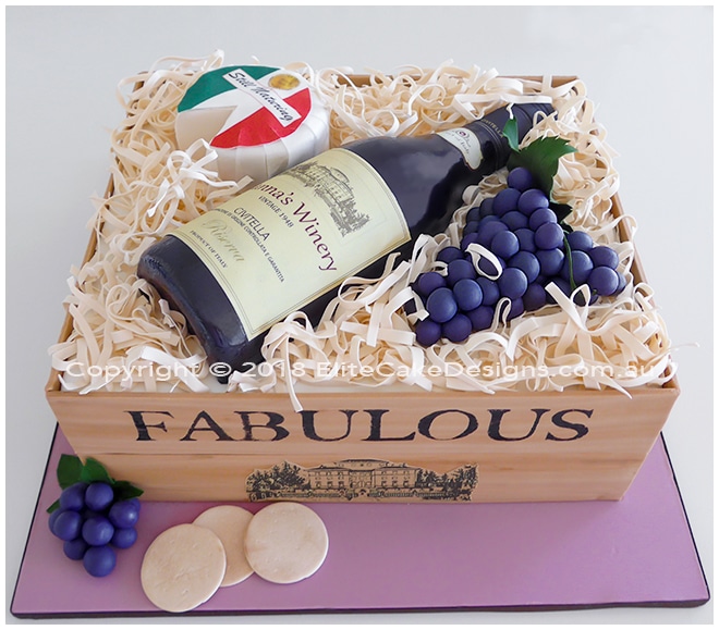 Wine Bottle in a box birthday cake
